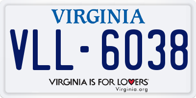 VA license plate VLL6038