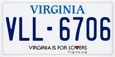 VA license plate VLL6706