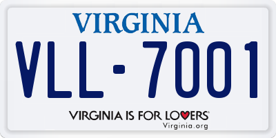 VA license plate VLL7001