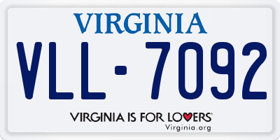 VA license plate VLL7092