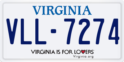 VA license plate VLL7274