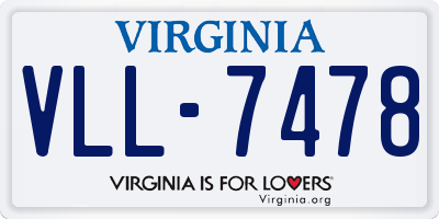 VA license plate VLL7478