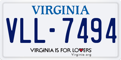 VA license plate VLL7494