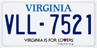 VA license plate VLL7521