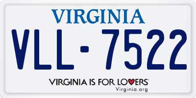 VA license plate VLL7522