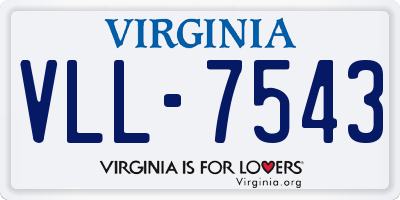 VA license plate VLL7543