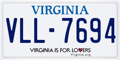 VA license plate VLL7694