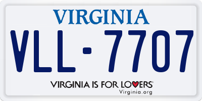 VA license plate VLL7707