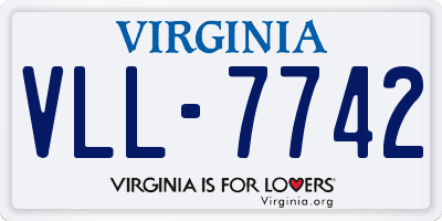 VA license plate VLL7742