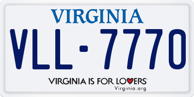 VA license plate VLL7770