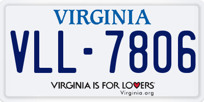 VA license plate VLL7806