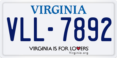 VA license plate VLL7892