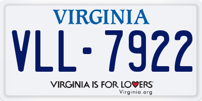 VA license plate VLL7922