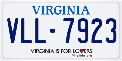 VA license plate VLL7923