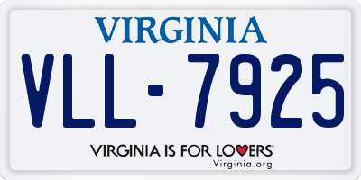 VA license plate VLL7925