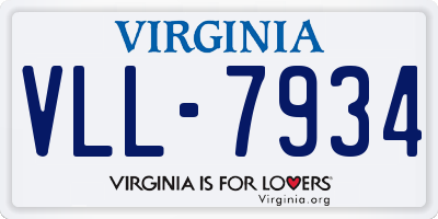 VA license plate VLL7934