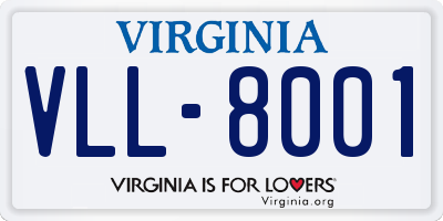 VA license plate VLL8001