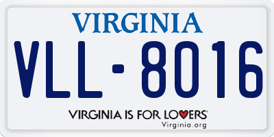 VA license plate VLL8016