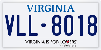 VA license plate VLL8018