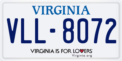 VA license plate VLL8072