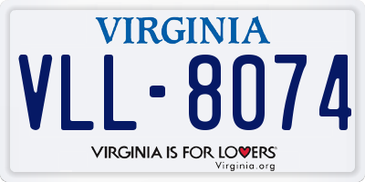 VA license plate VLL8074