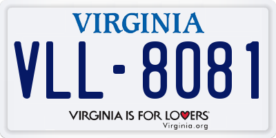 VA license plate VLL8081