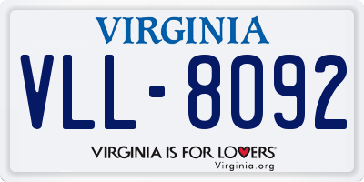 VA license plate VLL8092