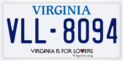 VA license plate VLL8094