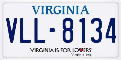 VA license plate VLL8134