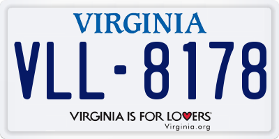 VA license plate VLL8178