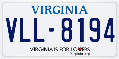 VA license plate VLL8194