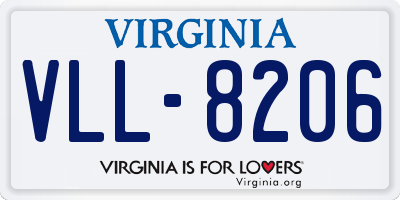 VA license plate VLL8206