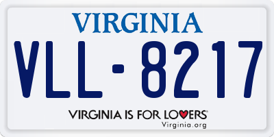 VA license plate VLL8217