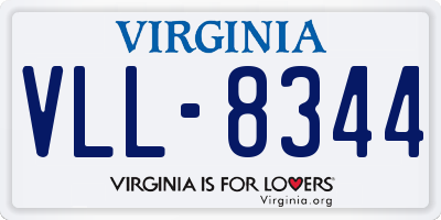 VA license plate VLL8344