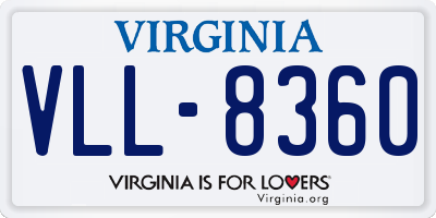 VA license plate VLL8360