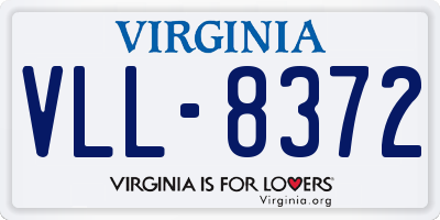 VA license plate VLL8372