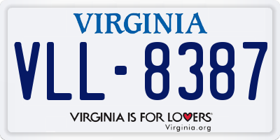 VA license plate VLL8387