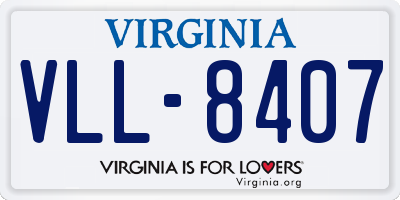 VA license plate VLL8407