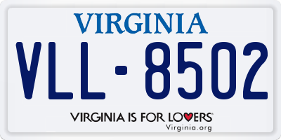 VA license plate VLL8502