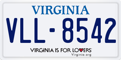 VA license plate VLL8542