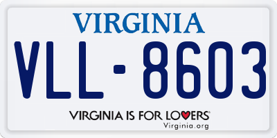 VA license plate VLL8603