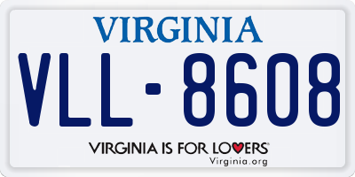 VA license plate VLL8608