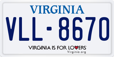 VA license plate VLL8670