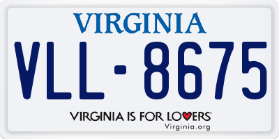 VA license plate VLL8675