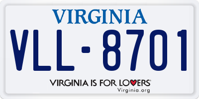 VA license plate VLL8701