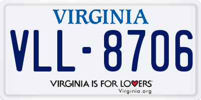 VA license plate VLL8706