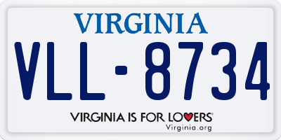 VA license plate VLL8734