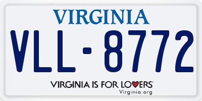 VA license plate VLL8772