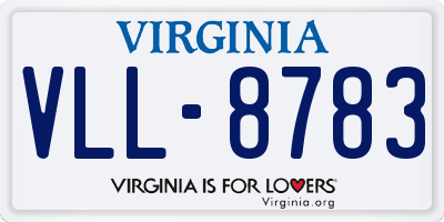 VA license plate VLL8783