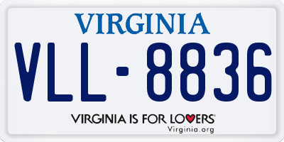 VA license plate VLL8836